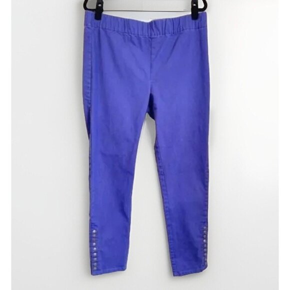 Soft Surroundings Denim - Soft Surroundings Ultimate Snap Up Legging Pull On Elastic High Waist Purple